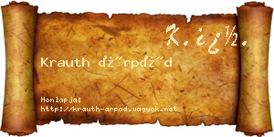 Krauth Árpád névjegykártya